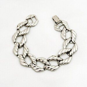 Vintage 1980s Napier Link Bracelet w/Foldover Clasp